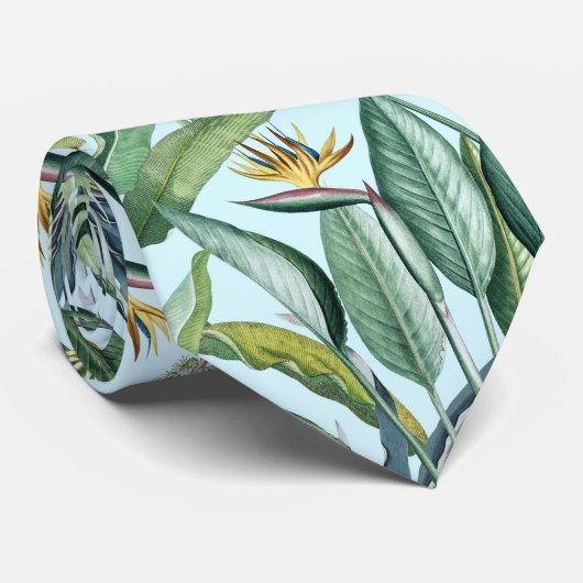 Groen tropisch Oerwoud Banaan Strelitzia Stropdas (Opgerold)