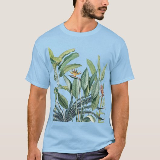Groen tropisch Oerwoud Banaan Strelitzia T-shirt (Voorkant)