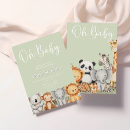 Groen tropisch Oerwoud Safari Baby shower Dieren Kaart