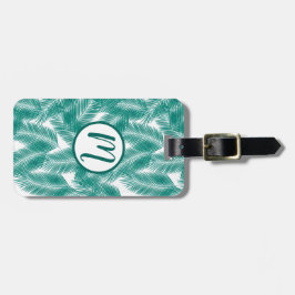 Groen Tropisch palm leest Patroon Bagagelabel