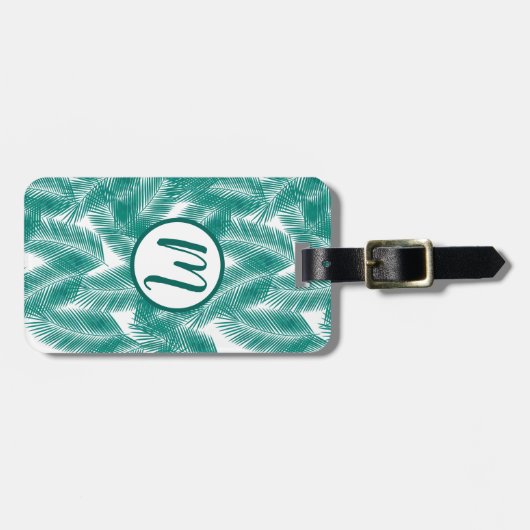 Groen Tropisch palm leest Patroon Bagagelabel (Voorkant horizontaal)