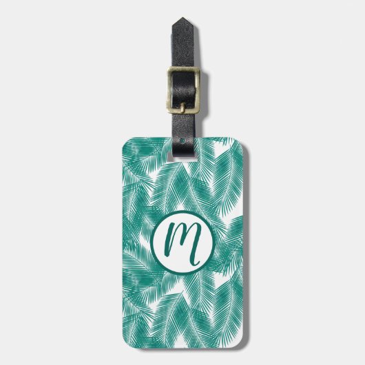 Groen Tropisch palm leest Patroon Bagagelabel (Voorkant verticaal)