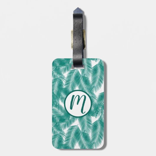 Groen Tropisch palm leest Patroon Bagagelabel (Achterkant verticaal)