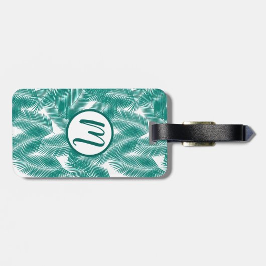 Groen Tropisch palm leest Patroon Bagagelabel (Achterkant horizontaal)