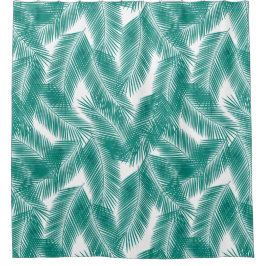 Groen Tropisch palm leest Patroon Douchegordijn