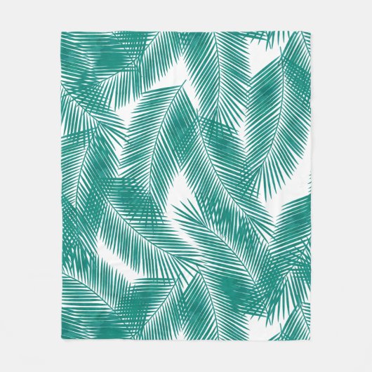 Groen Tropisch palm leest Patroon Fleece Deken (Voorkant)