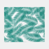Groen Tropisch palm leest Patroon Fleece Deken (Voorkant (Horizontaal))