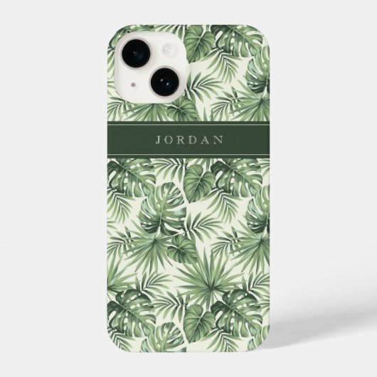 Groen Tropisch palm leest Patroon iPhone Hoesje (Achterkant)