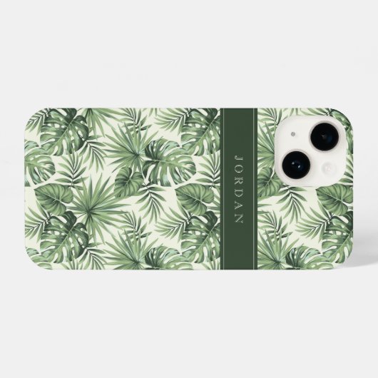 Groen Tropisch palm leest Patroon iPhone Hoesje (Achterkant horizontaal)
