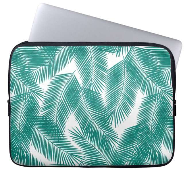 Groen Tropisch palm leest Patroon Laptop Sleeve (Voorkant)