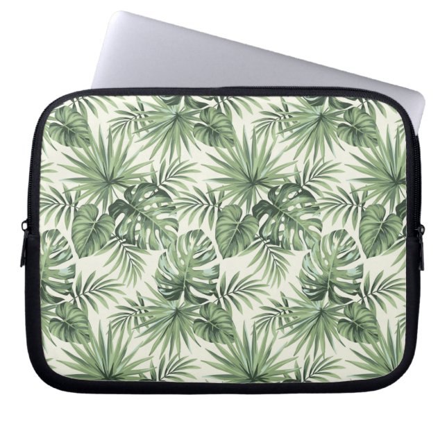 Groen Tropisch palm leest Patroon Laptop Sleeve (Voorkant)