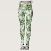 Groen Tropisch palm leest Patroon Leggings (Voorkant)