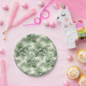 Groen Tropisch palm leest Patroon Papieren Bordje (Feest)