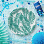 Groen Tropisch palm leest Patroon Papieren Bordje (Feest)