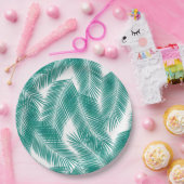 Groen Tropisch palm leest Patroon Papieren Bordje (Feest)