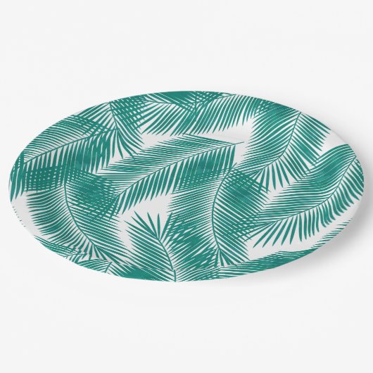 Groen Tropisch palm leest Patroon Papieren Bordje (Gekanteld)