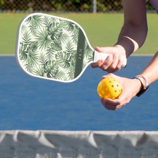 Groen Tropisch palm leest Patroon Pickleball Paddle (Insitu)