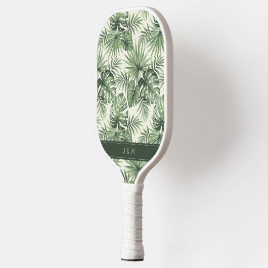 Groen Tropisch palm leest Patroon Pickleball Paddle (Links)