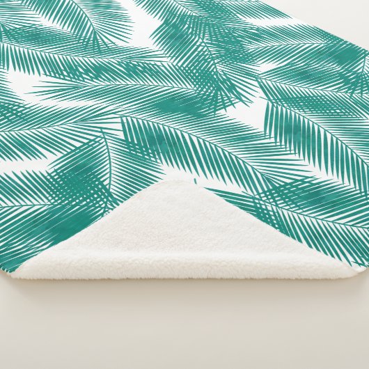 Groen Tropisch palm leest Patroon Sherpa Deken (3/4)