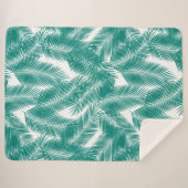 Groen Tropisch palm leest Patroon Sherpa Deken (Voorkant (horizontaal))