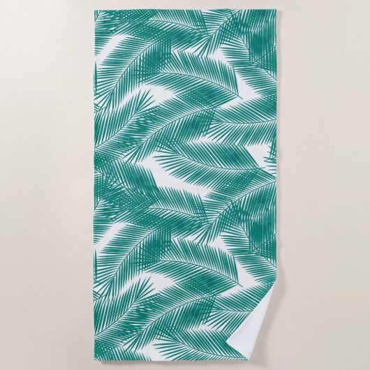 Groen Tropisch palm leest Patroon Strandlaken (Voorkant)