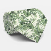 Groen Tropisch palm leest Patroon Stropdas (Opgerold)
