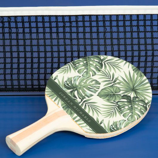Groen Tropisch palm leest Patroon Tafeltennisbatje (Insitu)