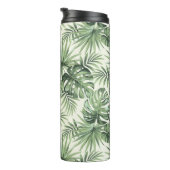 Groen Tropisch palm leest Patroon Thermosbeker (Geroteerd rechts)