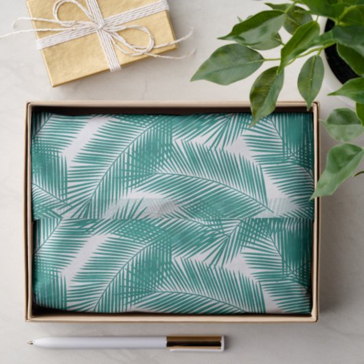Groen Tropisch palm leest Patroon Tissuepapier (Geschenk)