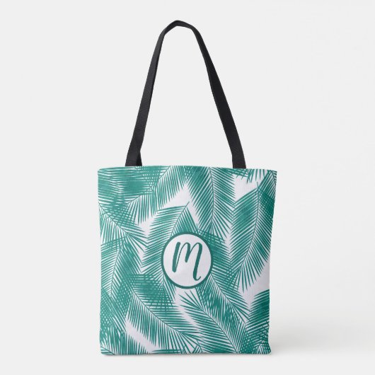 Groen Tropisch palm leest Patroon Tote Bag (Achterkant)