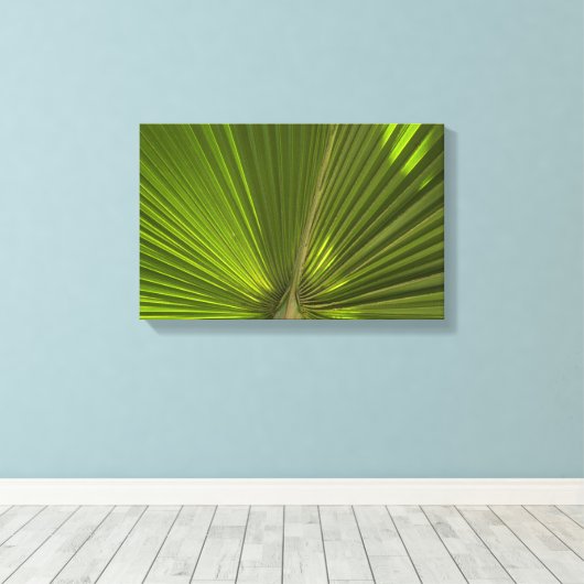 Groen tropisch palm rond canvas afdruk (Insitu (Houten vloer))