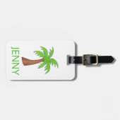 Groen tropisch palm Vacation Beach Island Bagagelabel (Voorkant horizontaal)