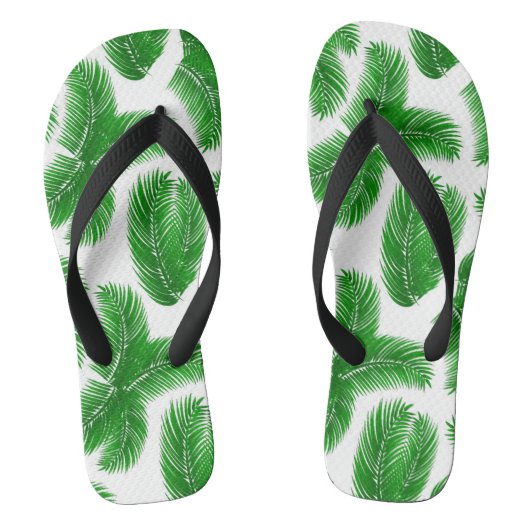 Groen Tropisch Palmblad Patroon Teenslippers (Voetbed)