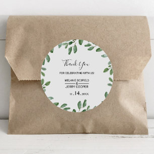 Groen Tropische Eucalyptus Bedankt Favor Ronde Sticker