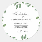 Groen Tropische Eucalyptus Bedankt Favor Ronde Sticker (Voorkant)