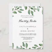 groen tropische eucalyptus spaanse bruiloft kaart (Voorkant)