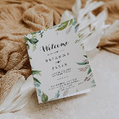 groen tropische kalligrafie gevouwen bruiloft programma