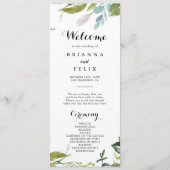 Groen Tropische Kalligrafie Trouwprogramma Programmakaart (Voorkant)