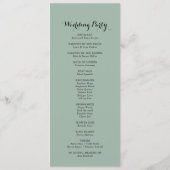 Groen Tropische Kalligrafie Trouwprogramma Programmakaart (Achterkant)