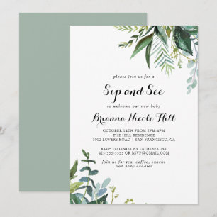 Groen Tropische Moderne Kalligrafie Snip en zie Kaart