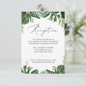 Groen Tropische Palm Bladeren Trouwreceptie Informatiekaartje (Staand voorkant)