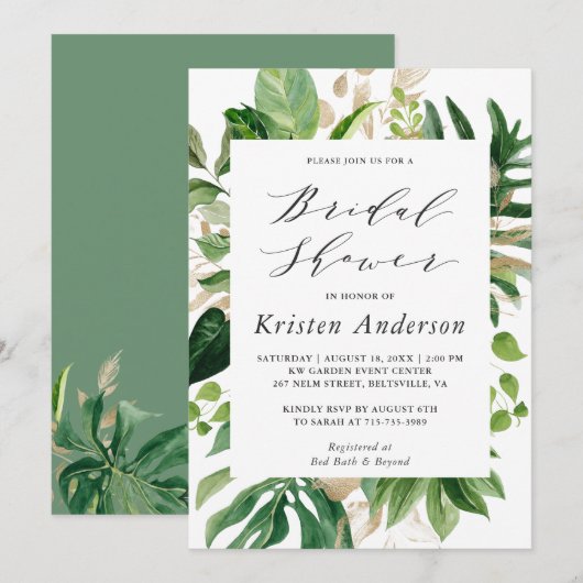 Groen Tropische Palmbladeren Bloemen Vrijgezellenf Kaart (Voorkant / Achterkant)