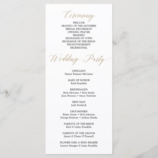 Groen Trouwprogramma - Ceremony Programma Programmakaart (Achterkant)