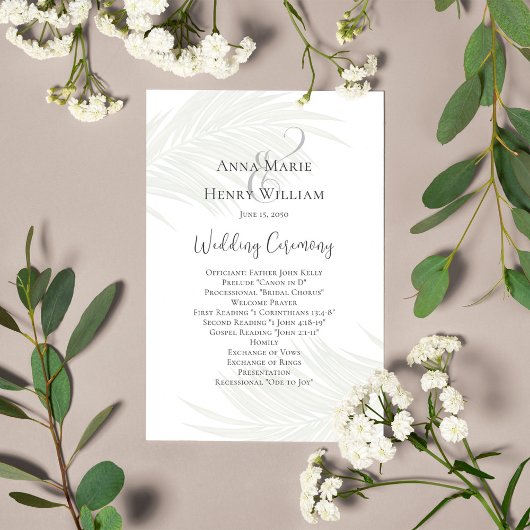 Groen Trouwprogramma Elegante palmbladeren