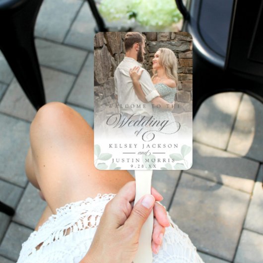 Groen Trouwprogramma Eucalyptus Waterverf Handwaaier