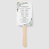 Groen Trouwprogramma Eucalyptus Waterverf Handwaaier (Achterkant)