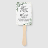 Groen Trouwprogramma Eucalyptus Waterverf Handwaaier (Voorkant)