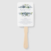 Groen Trouwprogramma Fans | Dusty Blue Handwaaier (Voorkant)