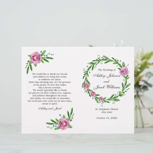 Groen trouwprogramma. herdenking van de zomerkerk (Staand voorkant)