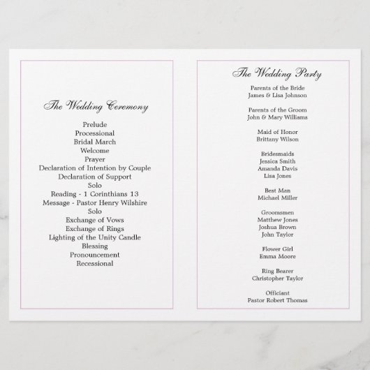 Groen trouwprogramma. herdenking van de zomerkerk (Achterkant)